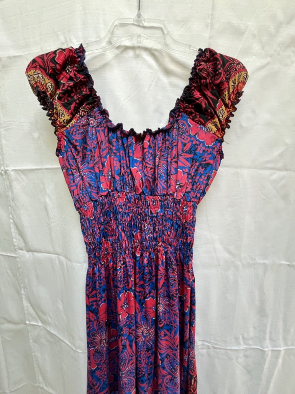 Flowered Ruffle Sleeved Ruched Maxi Sundress - Picture 6 of 6